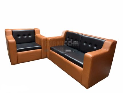 [:en]Button Tufted Sturdy Sofa for Living Room-Synthetic Leather[:]