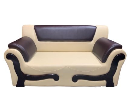 [:en]Wooden Two Seater Leather Milk White Sofa for Home & Office[:]